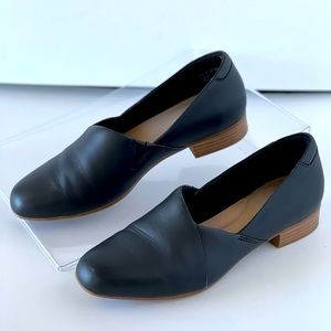 Clarks Women's Black Leather Loafer Flats Comfort Slip On Shoes Juliet Palm 8M